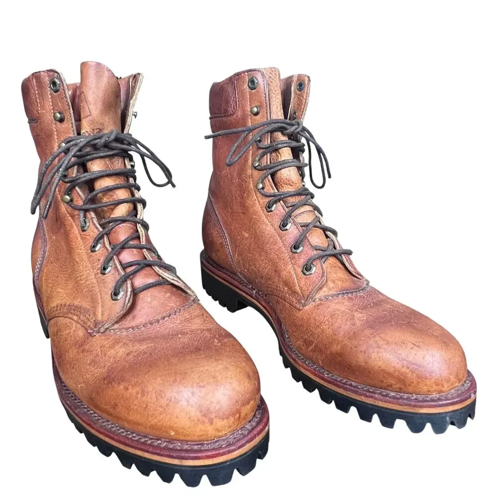Vintage Chippewa USA Brown Leather Logger Work Boots Size 11.5 D